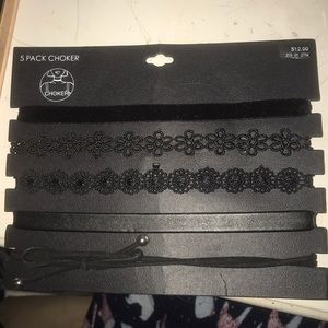 1 Pack of 5 Black Chokers!